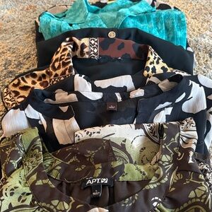 Dana Buchman SZ L Short  Sleeve Black and Tan Pullover Comfortable Top (5 Tops)